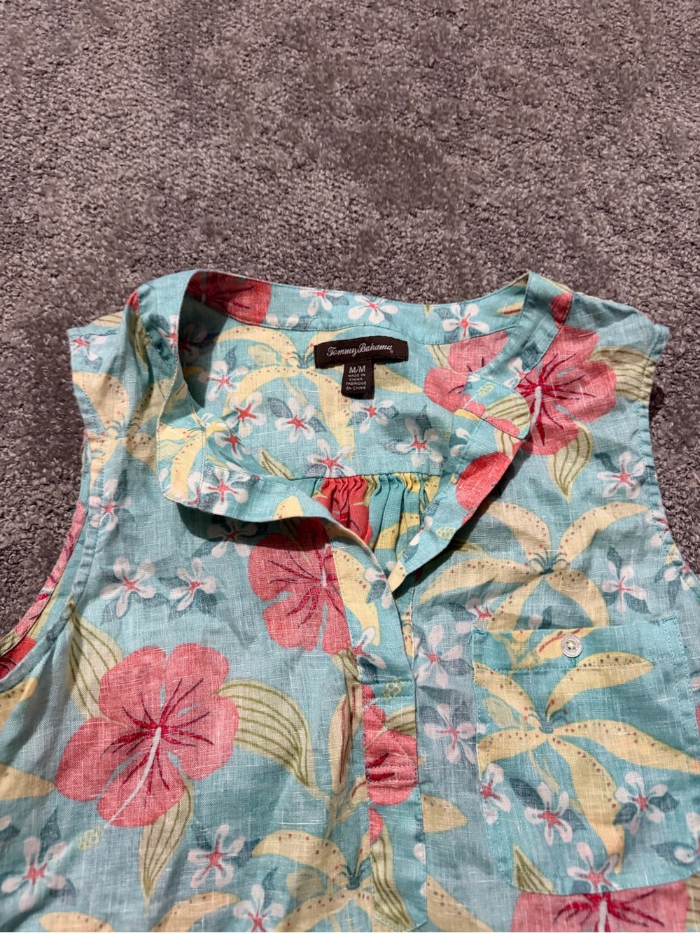 Tommy Bahama 100% linen women’s sleeveless floral shirt size medium so soft - Picture 4 of 8